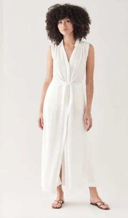 Brochu Walker Dresses & Skirts - Brochu Walker Madsen White Front Twist V Neck Gauzy Maxi Length Dress Small